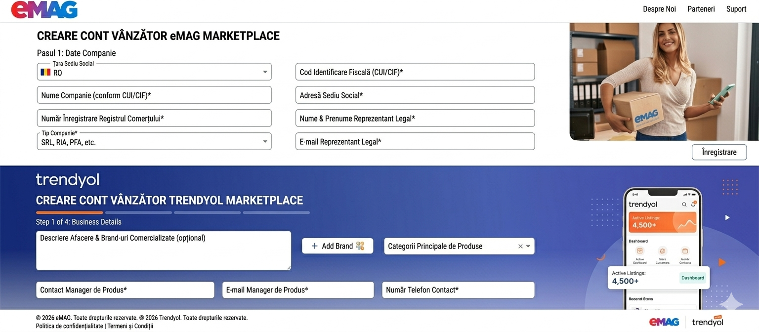 Proces inregistrare cont vanzator eMAG Marketplace prin BAMI